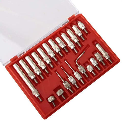 22 Piece Dial Connector Contact Points Set For Dial Test Indicator Thread Tips Stainless Steel Standard Thread Pro Grade High Precision Rust Resistant Long Lasting For Accurate Measurement arranged in red case