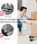 Woman using Heavy Duty Hardwood Furniture Moving Dolly Two Pack, 1320 Lb Dynamic Capacity to transport boxes efficiently.