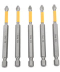 Get These Awesome Impact Driver Bit Sets Made From S2 Alloy Steel! 5-piece PH2 magnetic screwdriver bits kit, front view