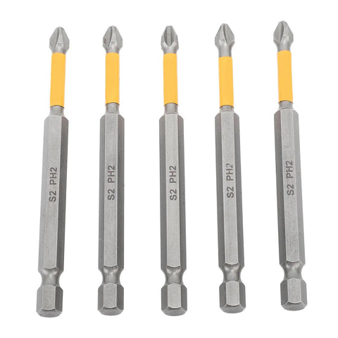 Get These Awesome Impact Driver Bit Sets Made From S2 Alloy Steel! 5-piece PH2 magnetic screwdriver bits kit, front view