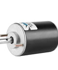 Side view of High Torque DC Gear Motor 12V 24V 3500-7000 RPM 30W Reversing Wiring Worm Drive Adjustable Speed for automotive use.