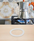 Silicone Gasket Seal For Coffee And Espresso Moka Pot Stove Top O Ring Replacement with flexible inner diameters visible