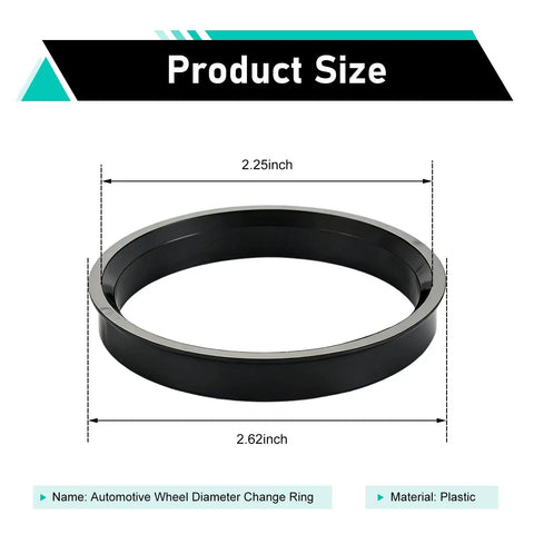 4 Pack Hub Centric Rings 66 6 To 57 1 Mm Plastic Adapters For All Cars And Trucks Black design showing diameter change measurements
