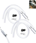 Two Piece Brake Bleeder Hose Kit With One Way Check Valve For Cars And Motorcycles DIY Friendly Bleeder Tool shown with clamps and nozzle