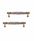 2 Pack Ceramic Cabinet Drawer Handles Vintage Dresser Pulls For Kitchen And Bedroom, 5 Inch Center To Center, Zinc Alloy Hardware