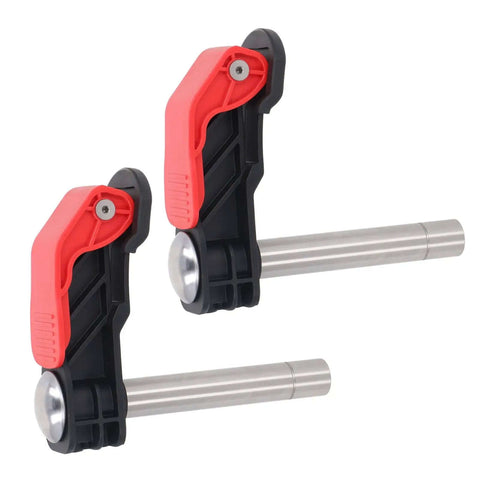Two Pack Woodworking Quick Clamp Set With Stainless Steel Bench Dogs, Desktop Clamp 19mm Opening And Quick Release, black and red design
