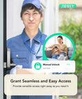 Delivery person using Plug And Play Built In Wifi Smart Door Lock Handle for keyless entry