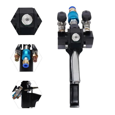 Heavy Duty PU Foam Spray Gun Featuring Slick Pneumatic Trigger And Self Cleaning Design, ergonomic handle, and durable metal components.