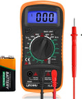 Go-To DIY Ready Multimeter Volt Meter 2000 Counts Digital Tester with probes and 9V battery, backlit LCD display