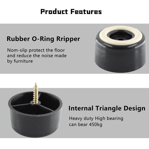 Kick Up Your Living Space Smoothly With These Tough Furniture Feet Risers, rubber O-ring design, heavy-duty, 450kg capacity.
