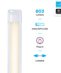 Close-up of Dope Linkable Under Cabinet LED Light Fixture 36 Inch 1220 Lumens 3000K Warm White with toggle and plug-in.