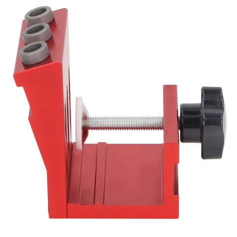 Heavy Duty Pocket Hole Jig Kit With Three Precision Drill Bits Adjustable Woodworking Guide built tough anodized aluminum viewed from the side.