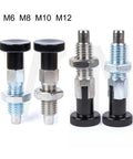 Heavy Duty Indexing Plunger With Contoured Handle Spring Loaded Return And Steel Locking Screw, M6 M8 M10 M12 bolts and plungers