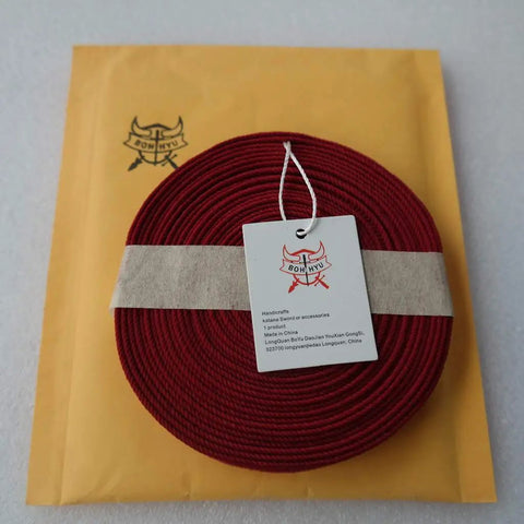 Silk Ito Sageo Wrapping Cord Sixteen Point Four Ft for Katana Wakizashi Samurai Swords shown in packaging