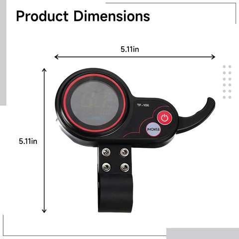 Six Pin Electric Scooter Display Controller TF 100 LCD Screen Keeps You Lit With Battery Speed And Mileage Readouts dimensions