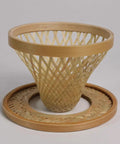 Handcrafted Bamboo Pour Over Coffee Dripper With Secure Fixed Drip Tray And Reusable Cone Filter For Smooth One To Three Cup Daily Brew Sessions Badass Vibes, displayed from the side.