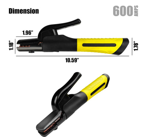 600 Amp Welding Electrode Holder Lead Assembly For ARC Stick Welder With Copper Heavy Duty Jaw Clamp Detailed View