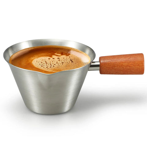 Barista-Grade Stainless Steel Espresso Shot Cup With Handle, V-Shaped Spouts Measuring Cup, 3.4 oz 100 ml Durable Coffee Accessories