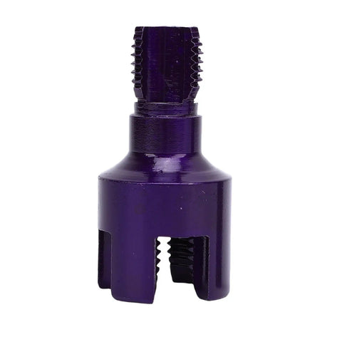 Eujgoov Heavy Duty Pipe Threader Kit With 3/4 Inch And 1/2 Inch Dies For Electric Drill, purple metal die for precise threading.