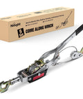 Heavy Duty Come Along Winch 5 Ton 10000 Lbs Hand Winch Tool With 10 Ft Rope Double Gear Three Hook Cable Puller For Lifting And Vehicle Recovery Automotive Hoist shown with packaging.