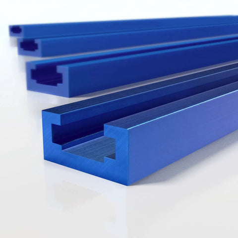 36 Inch Double Cut Profile Universal T Track For Woodworking With Pre Drilled Mounting Holes And Screws Sandblast Anodized Aluminum Extrusion T Rail Track Sapphire Blue 4 Pack