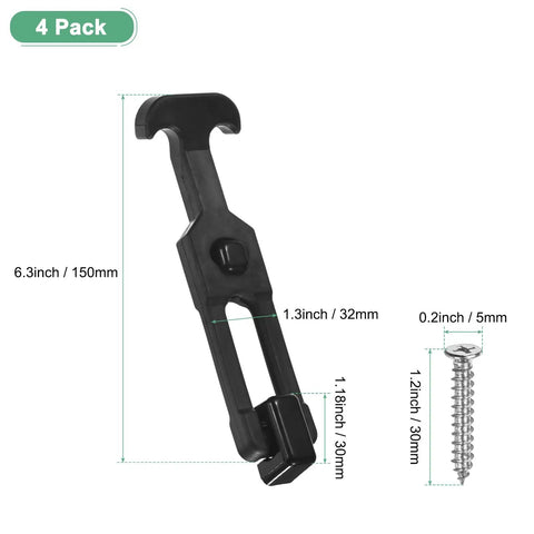 Four Pack T-Handle Rubber Flexible Draw Latches 6 Inch Hood Latch With Screws For Toolbox Golf Cart Vehicle Engine Cooler Hood