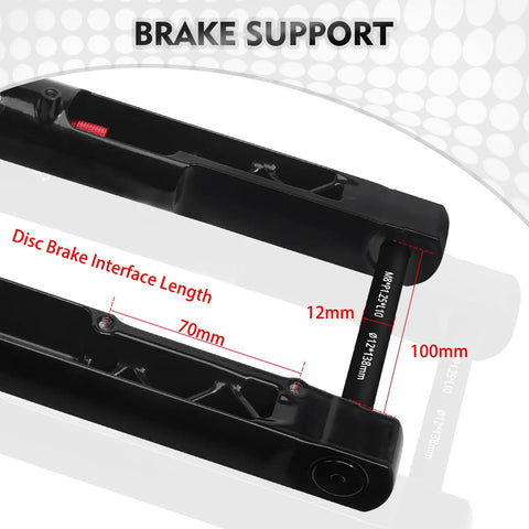 Brake support details of Gravel Front Fork With Air Suspension Built For Rough Gravel Trails, 40mm Travel, 700C Compatible.