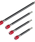 Drill Bit Extension Set 4 Pcs Magnetic Bit Holder Bar Chuck Adapter Extender Heavy Duty One Quarter Inch Hex Quick Release Bit Holder