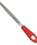 8 Inch Mill Bastard Single Cut File With Handle For Sharpening Mills And Circular Saws, rectangular shape, red handle