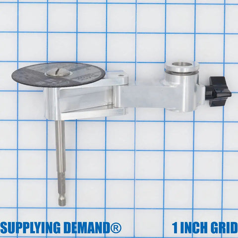 Shaft Blaster Motor Shaft Cutter Tool For HVAC R Systems with aluminum frame and cutting wheel, on 1 inch grid background