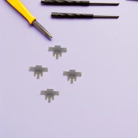 40Pcs Cabinet Door Hinge Restrictor Clips Soft Close Angle Limiter For 86 Degree Opening Durable Plastic Hinges on purple surface