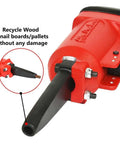 AP900 Heavy Duty Pneumatic Punch Nailer And Nail Remover Tool, 50-110 PSI, close-up of nail puller head and recycle feature