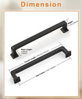 Matte Black Cabinet Pulls Pack Of 20, 5 Inch Length, 128mm Hole Center, solid metal dimensions illustration