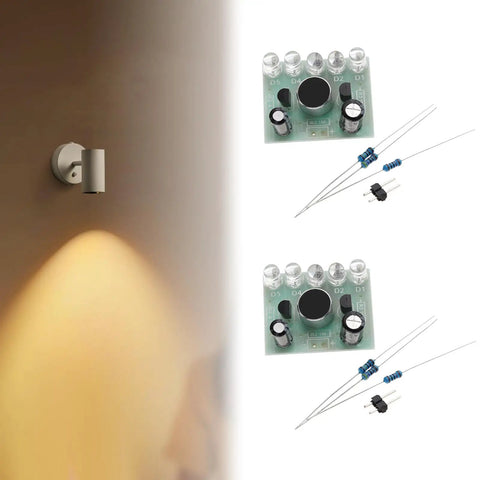Sound Activated LED Melody Light Kit for Hands On Soldering Practice and DIY Electronics with circuit boards and components.