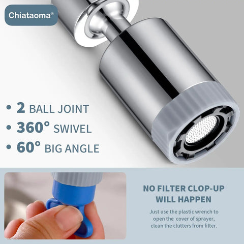 Swivel Faucet Aerator Three Function Nozzle For Kitchen Sink 360 Degree Rotation High Flow Chrome Finish No Frills Easy Switch Between Laminar Rinse And Shower Modes Fits Fifty Five To Sixty Four Inch Female Thread Faucet Extender Adapter