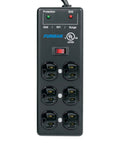 Six Outlet Power Block With EMI RFI Attenuation And Extreme Voltage Shutoff 15 Foot Cord Surge Strip For Home Theater Studio And Office Gear Black Pro Series
