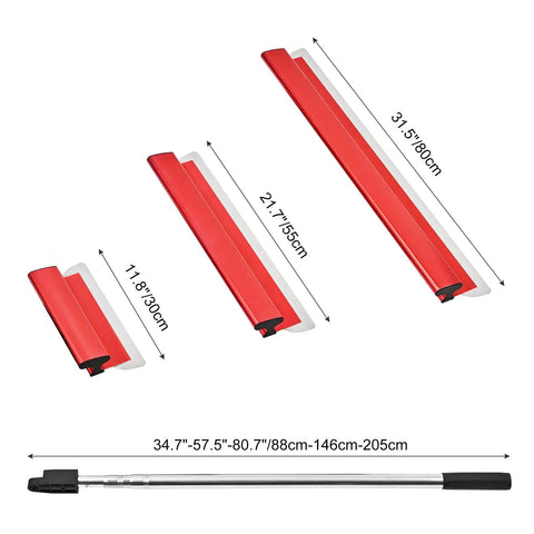Drywall Skimming Blade Set With Extension Handle For 12, 22, And 32 Inch Blades, Thickened 0.5mm And 0.4mm Edges, Red