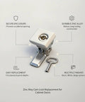 Heavy Duty Zinc Alloy Cam Lock For Cabinets And Drawers with key, beige finish, for secure cabinet installation