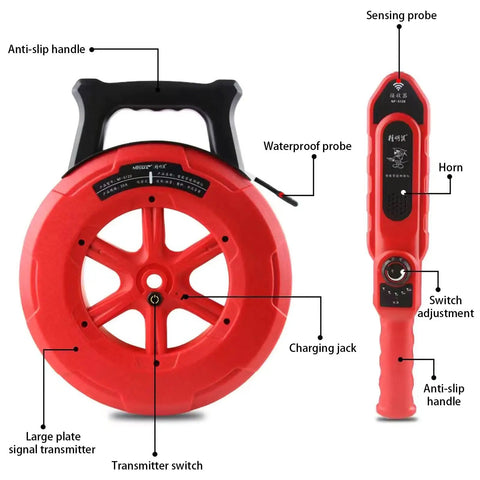Pipe Blockage Detector And Locator Provides Accurate Positioning, 30M 100ft Magnetic Pipeline Sensor with waterproof probe.