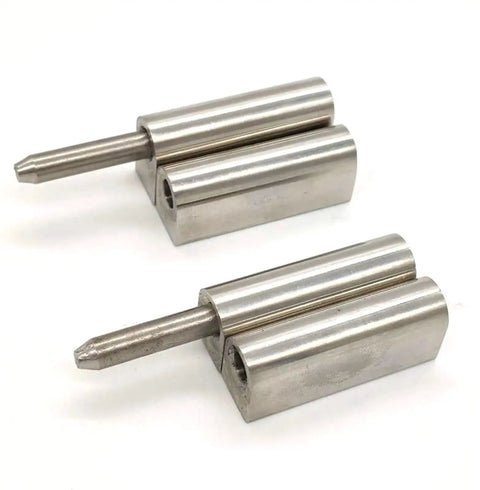 Premium Detachable Stainless Steel 304 Hinge For Distribution Box And Industrial Machinery Cabinet Doors Ensuring Effortless Rotation and A Completely Badass Heavy Duty Design, showcasing two sturdy stainless steel hinges.