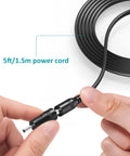 Hands holding 5ft power cord from Do It All 24W AC To DC Power Adapter Kit For LED Strips CCTV Cameras Routers And Speakers