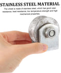 V-groove wheel caster with mounting bracket and bolt, metal silver finish