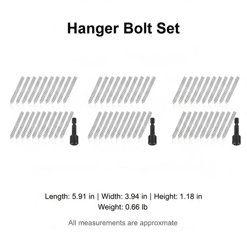 21-Piece Hanger Bolt Kit With Driver Tool For Furniture Leg Assembly And General Hardware Mounting Zinc Plated Steel Double-Ended Screws