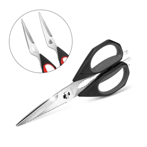 Heavy Duty Kitchen Scissors 9.25 Inch Come Apart Poultry Shears 2 Pack, stainless steel micro serrated blades