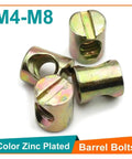 Beefed Up Heavy Duty Furniture Barrel Bolts And Cross Dowel Nuts Set With Hammer Embedded Design Zinc Plated For M6 And M8