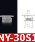 Durable Ny-30s1 Pneumatic Air Fitting Manipulator With Industrial Vacuum Rubber Suction Cup Chuck front view with size measurements.