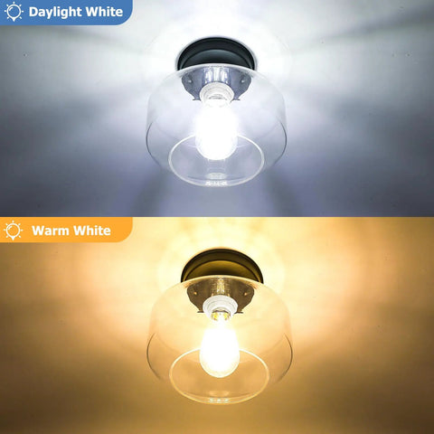 Dope Industrial Style Semi Flush Mount Ceiling Light 2 Pack With Clear Glass Shades For Farmhouse Hallway Porch Kitchen And Bedroom Lighting E26 Bulbs Not Included showing daylight and warm white lighting