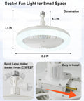 Screw In Ceiling Fan Light With Remote, Dimmable Led Bulb And Wireless Mini Breeze Maker, Hassle Free No Wiring Setup, dimensions 10.2 IN diameter, white.