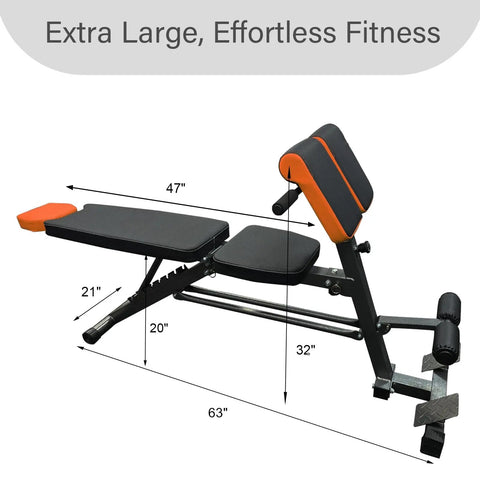 Heavy Duty 890Lbs Weight Bench With Over 100 Exercise Variations, Multi Function FID Bench With Roman Chair dimensions