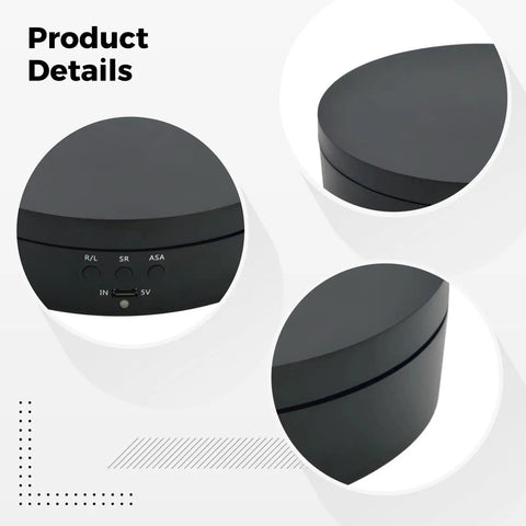 Stunning Motorized Rotating Display Turntable With Electric Stand In Matte Black Featuring 3-Speed Options And Adjustable Angles For Dynamic Product Showcase Supporting Up To 11 Pounds Load Via Usb Or Battery Power - Detail view of controls and finish.